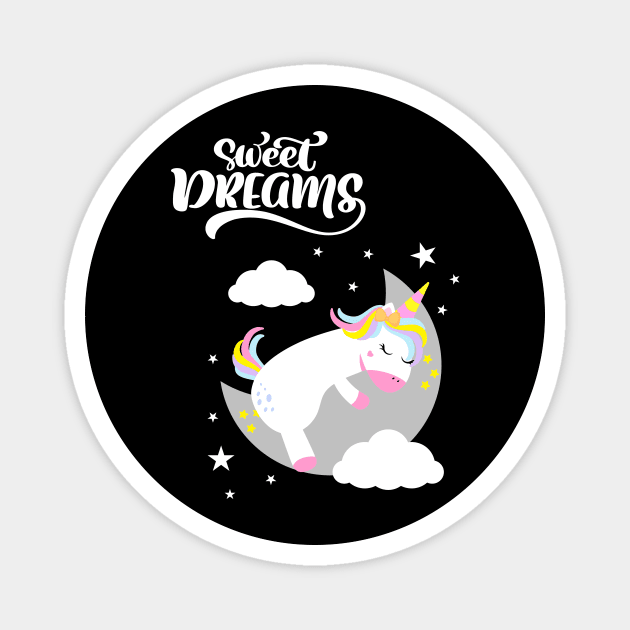 SWEET Dreams Cute Unicorn Quotes Magnet by SartorisArt1